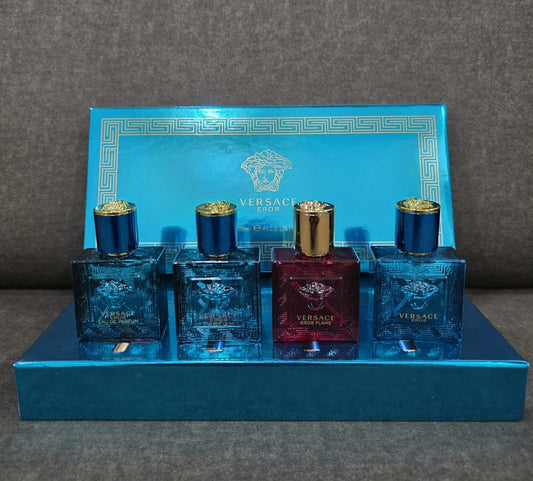 🔵 Versace Eros Mini Perfume Set – 4 x 30ml Eau de Parfum Collection