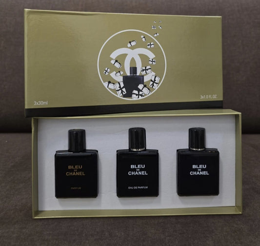 🖤 Bleu de Chanel Eau de Parfum - 3x30ml Travel Set (Luxury Mini Trio)